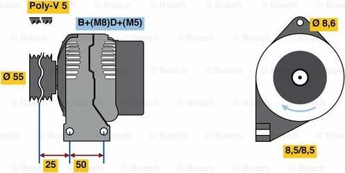 BOSCH 0 986 049 540 - Генератор (14V, 85A) FIAT 500, 500 C, BRAVO I, BRAVO II, DOBLO, DOBLO CARGO, GRANDE PUNTO, IDEA, LIN autosila-amz.com