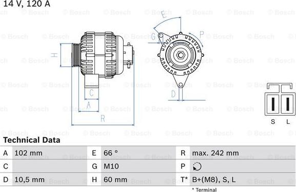 BOSCH 0 986 049 550 - Генератор autosila-amz.com