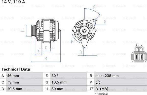 BOSCH 0 986 049 500 - Генератор autosila-amz.com