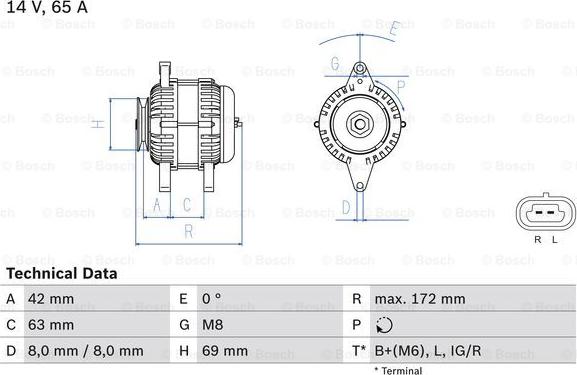 BOSCH 0 986 049 051 - Генератор autosila-amz.com