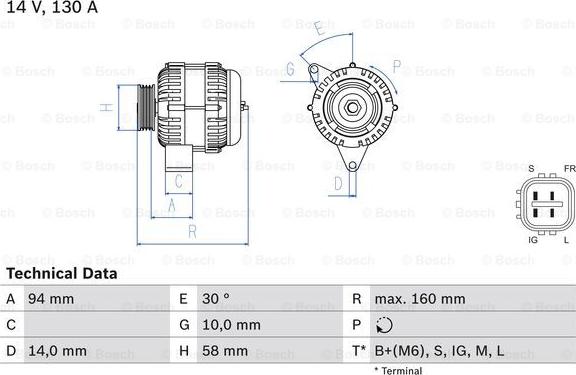 BOSCH 0 986 049 221 - Генератор autosila-amz.com