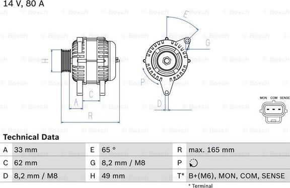 BOSCH 0 986 044 671 - Генератор autosila-amz.com