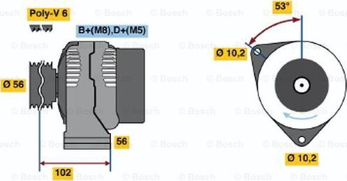 BOSCH 0 986 044 370 - Генератор autosila-amz.com