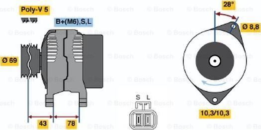 BOSCH 0 986 044 721 - Генератор autosila-amz.com