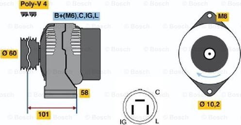 BOSCH 0 986 045 911 - Генератор autosila-amz.com