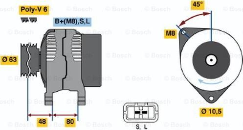 BOSCH 0 986 045 621 - Генератор autosila-amz.com