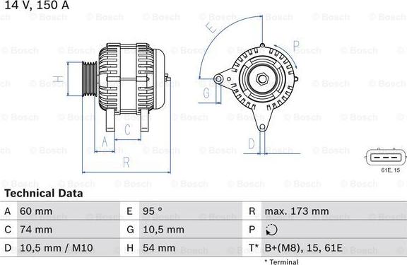 BOSCH 0 986 045 031 - Генератор autosila-amz.com