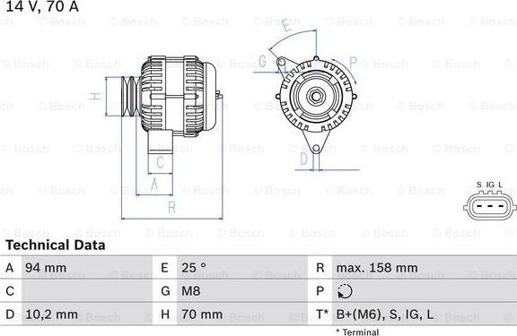 BOSCH 0 986 045 891 - Генератор autosila-amz.com