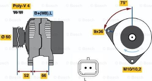 BOSCH 0 986 045 221 - Генератор autosila-amz.com