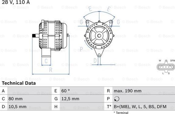 BOSCH 0 986 046 590 - Генератор autosila-amz.com