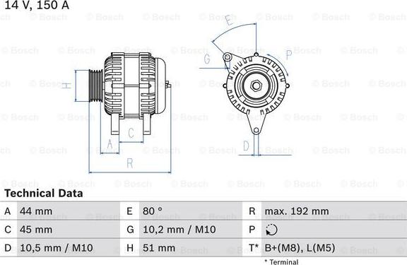 BOSCH 0 986 046 511 - Генератор autosila-amz.com