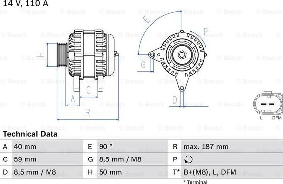 BOSCH 0 986 046 070 - Генератор autosila-amz.com