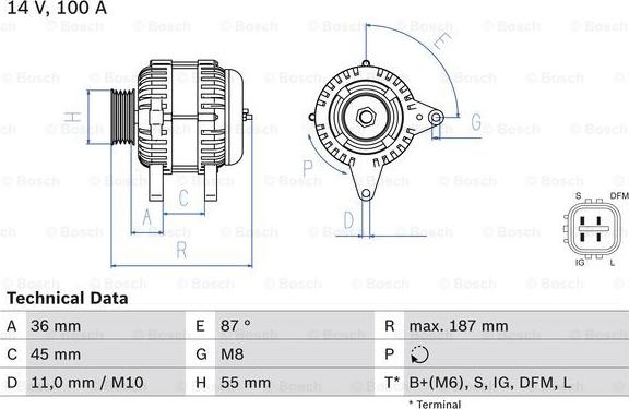 BOSCH 0 986 046 120 - Генератор autosila-amz.com