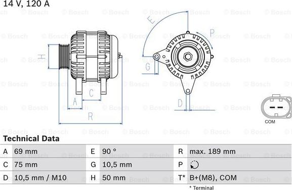 BOSCH 0 986 046 170 - Генератор autosila-amz.com