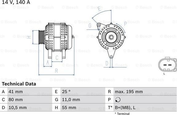 BOSCH 0 986 046 210 - Генератор autosila-amz.com