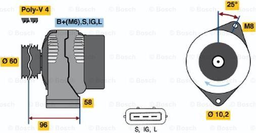 BOSCH 0 986 040 501 - Генератор autosila-amz.com