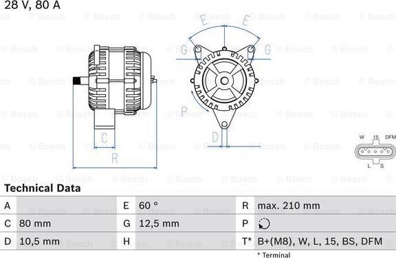 BOSCH 0 986 048 100 - Генератор autosila-amz.com