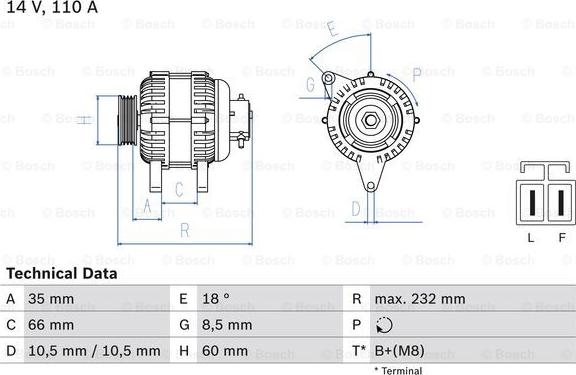 BOSCH 0 986 048 301 - Генератор autosila-amz.com