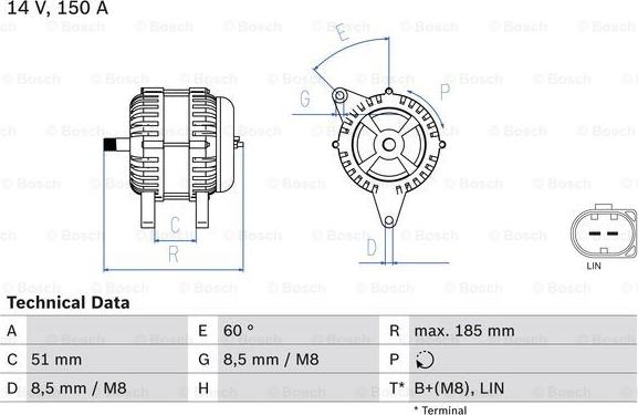 BOSCH 0 986 048 380 - Генератор autosila-amz.com