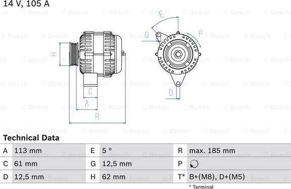 BOSCH 0 986 048 791 - Генератор autosila-amz.com