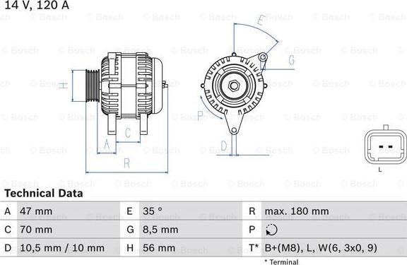 BOSCH 0 986 043 091 - Генератор autosila-amz.com