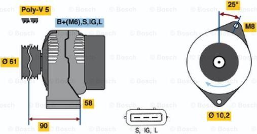 BOSCH 0 986 043 051 - Генератор autosila-amz.com