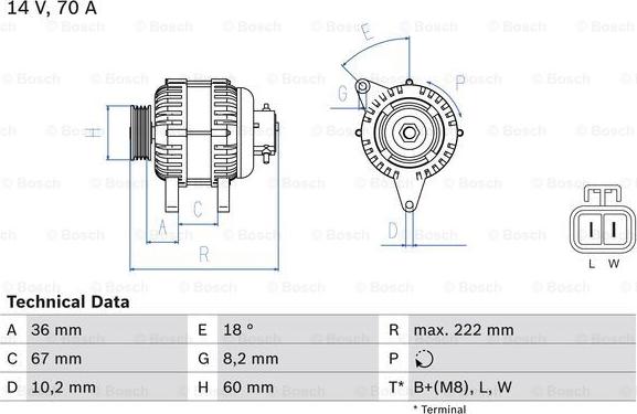 BOSCH 0 986 043 101 - Генератор autosila-amz.com