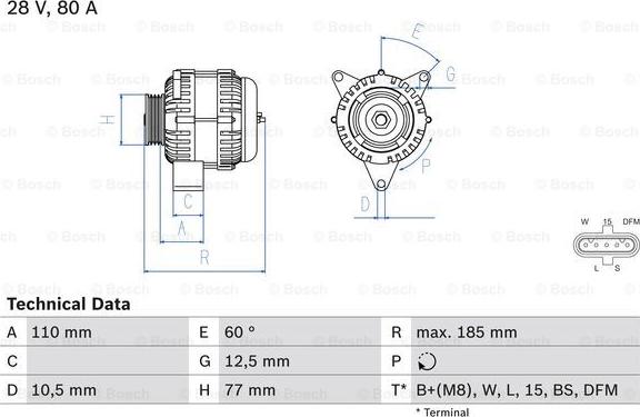 BOSCH 0 986 042 360 - Генератор autosila-amz.com