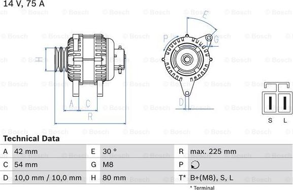 BOSCH 0 986 042 291 - Генератор autosila-amz.com