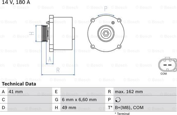 BOSCH 0 986 047 170 - Генератор autosila-amz.com