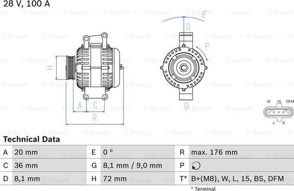 BOSCH 0 986 047 820 - Генератор autosila-amz.com