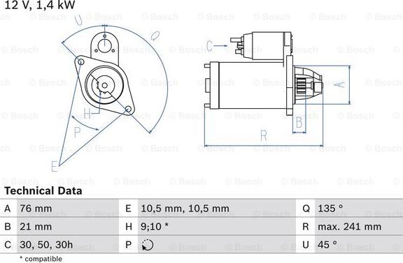 BOSCH 0 986 014 840 - Стартер autosila-amz.com