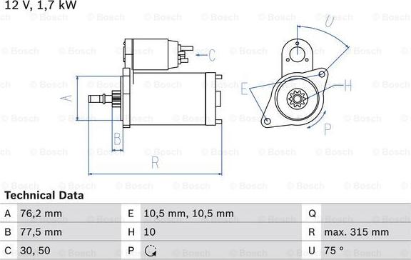 BOSCH 0 986 016 250 - Стартер autosila-amz.com