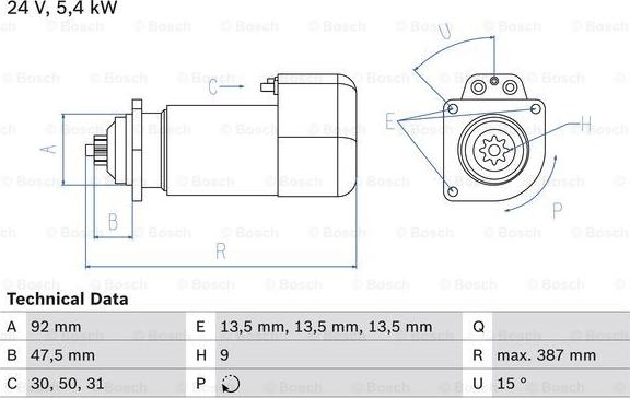 BOSCH 0 986 011 570 - Стартер autosila-amz.com