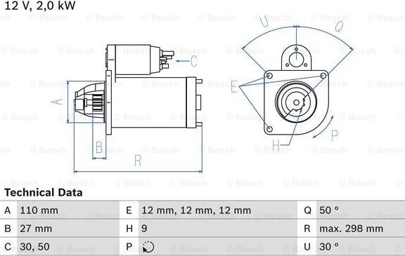 BOSCH 0 986 011 080 - Стартер autosila-amz.com