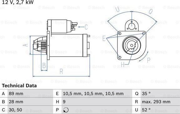 BOSCH 0 986 011 140 - Стартер autosila-amz.com