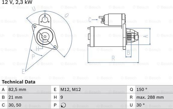 BOSCH 0 986 011 150 - Стартер 12v 2.3kw MB Unimog O309 autosila-amz.com