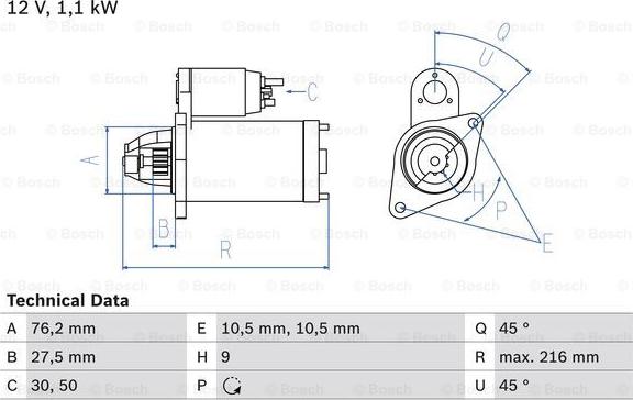 BOSCH 0 986 018 110 - Стартер autosila-amz.com