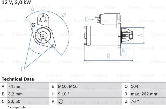 BOSCH 0 986 017 500 - Стартер autosila-amz.com