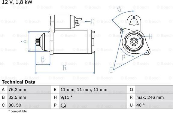 BOSCH 0 986 017 000 - Стартер autosila-amz.com