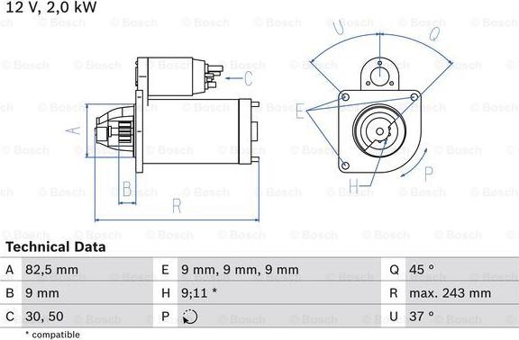 BOSCH 0 986 017 790 - Стартер autosila-amz.com