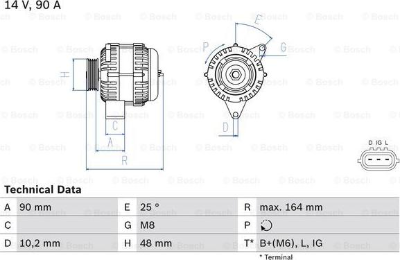 BOSCH 0 986 084 090 - Генератор autosila-amz.com