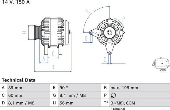 BOSCH 0 986 084 070 - Генератор autosila-amz.com