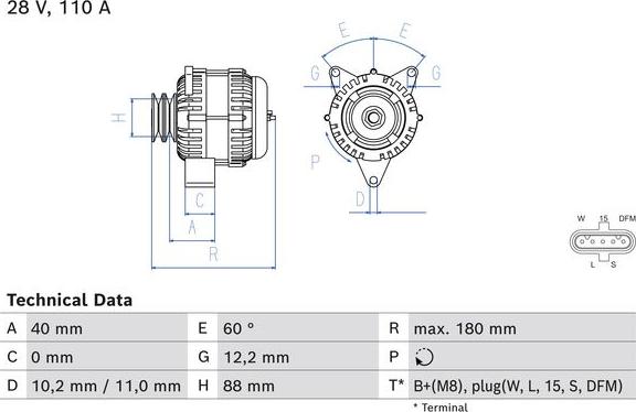 BOSCH 0 986 085 280 - Генератор autosila-amz.com