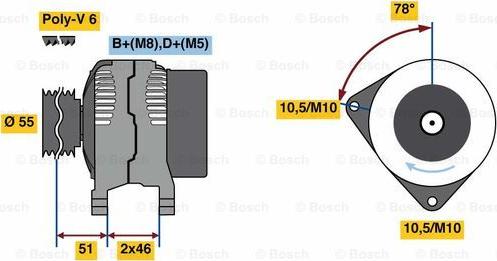 BOSCH 0 986 080 530 - Генератор autosila-amz.com