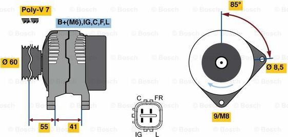 BOSCH 0 986 080 730 - Генератор autosila-amz.com