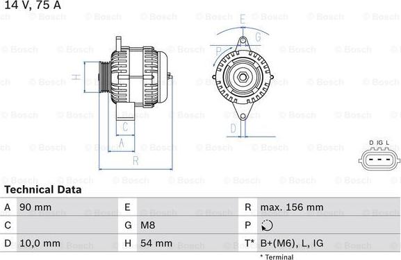 BOSCH 0 986 081 950 - Генератор autosila-amz.com