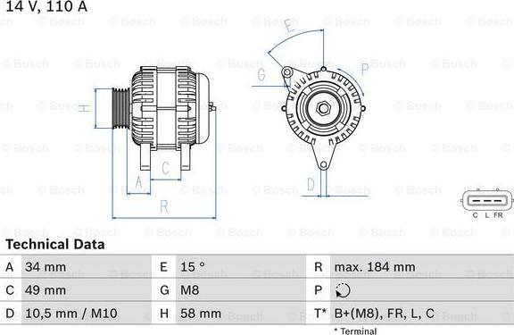 BOSCH 0 986 083 640 - Генератор autosila-amz.com