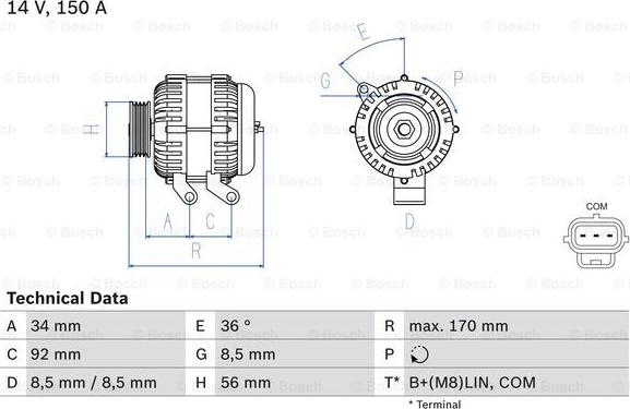 BOSCH 0 986 083 070 - Генератор autosila-amz.com