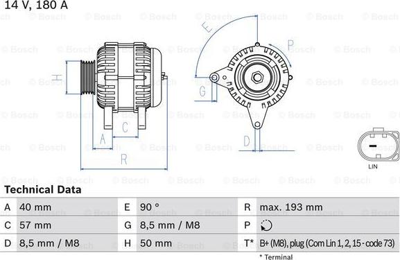 BOSCH 0 986 083 850 - Генератор autosila-amz.com